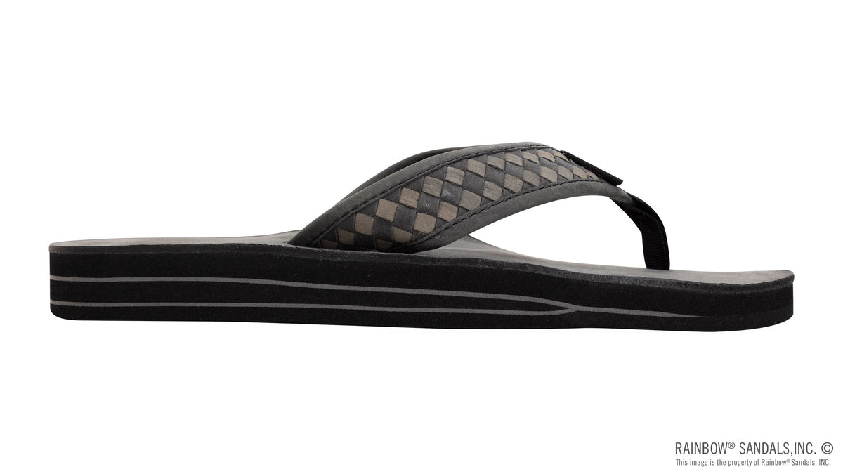 Bentley - Black Luxury Leather Double Layer Arch 10c Grey Woven Strap