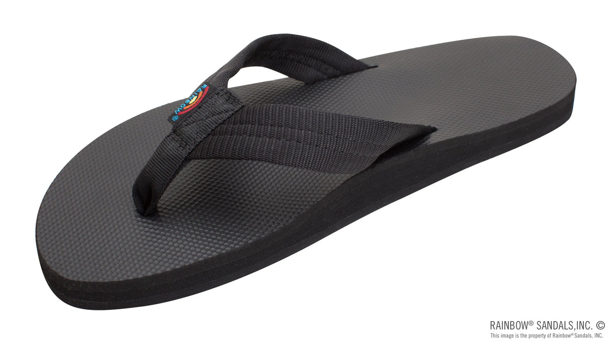 Single Layer Black Rubber Top Black 3/4"  Nylon Strap