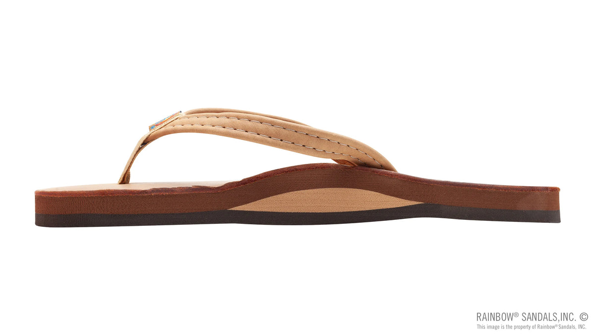 Luxury Leather Buckskin Single Layer Arch Narrow Strap