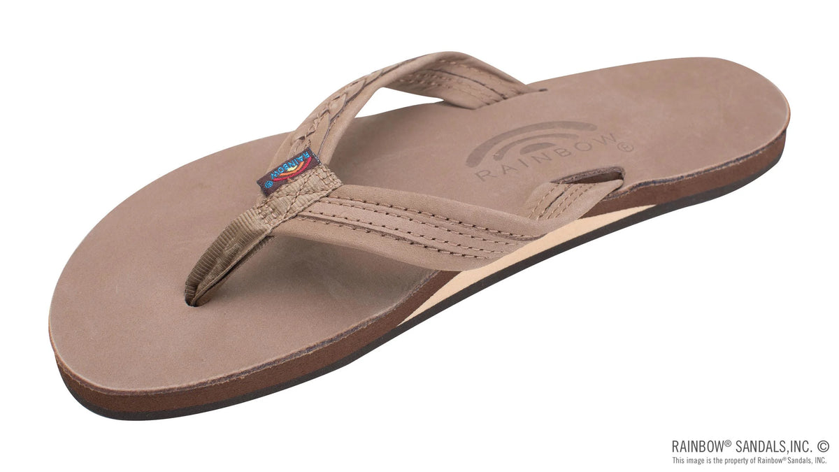 Madison Dark Brown Leather Single Layer 3/4” Strap and  a 1/2” Braid on top