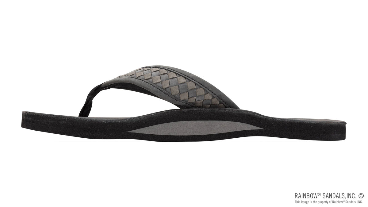 Bentley - Black Luxury Leather Single Layer 10c Grey Woven Strap
