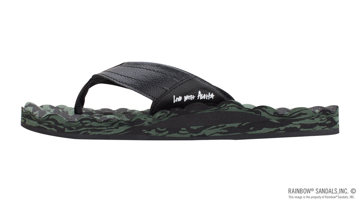 Holoholo - Gerry Lopez Black/Green Rubber Signature Sandal  