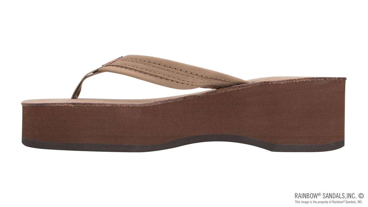 Madison Dkbrwn Lthr 6-Layer Wedge 3/4@Strp w/1/2@Braid on tp