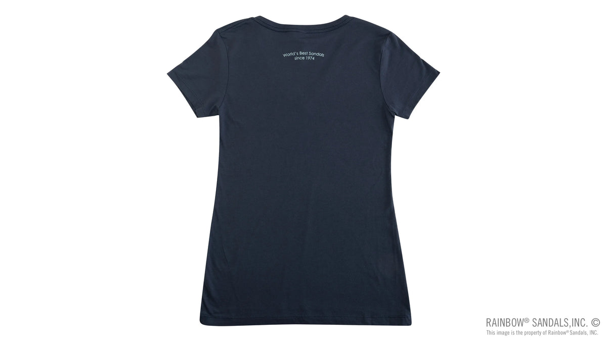 Ladie's V-Neck T-Shirt Anniversary 50 Year - Indigo Blue