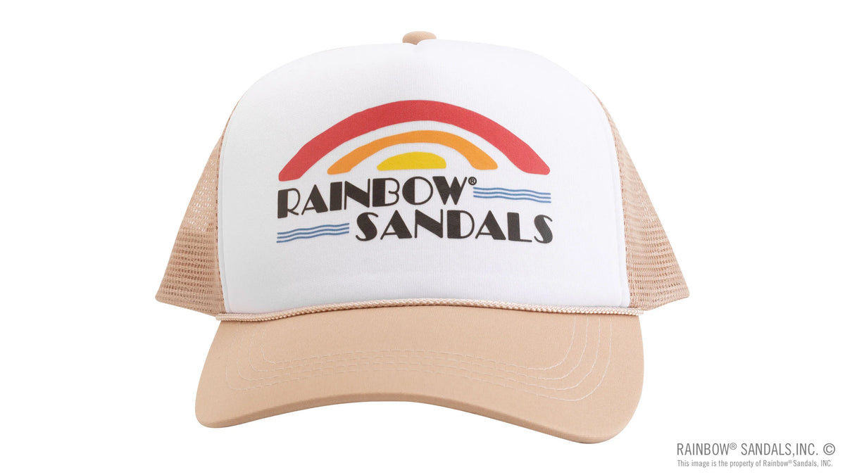 Rainbow Trucker Hat w/ Logo - Beige